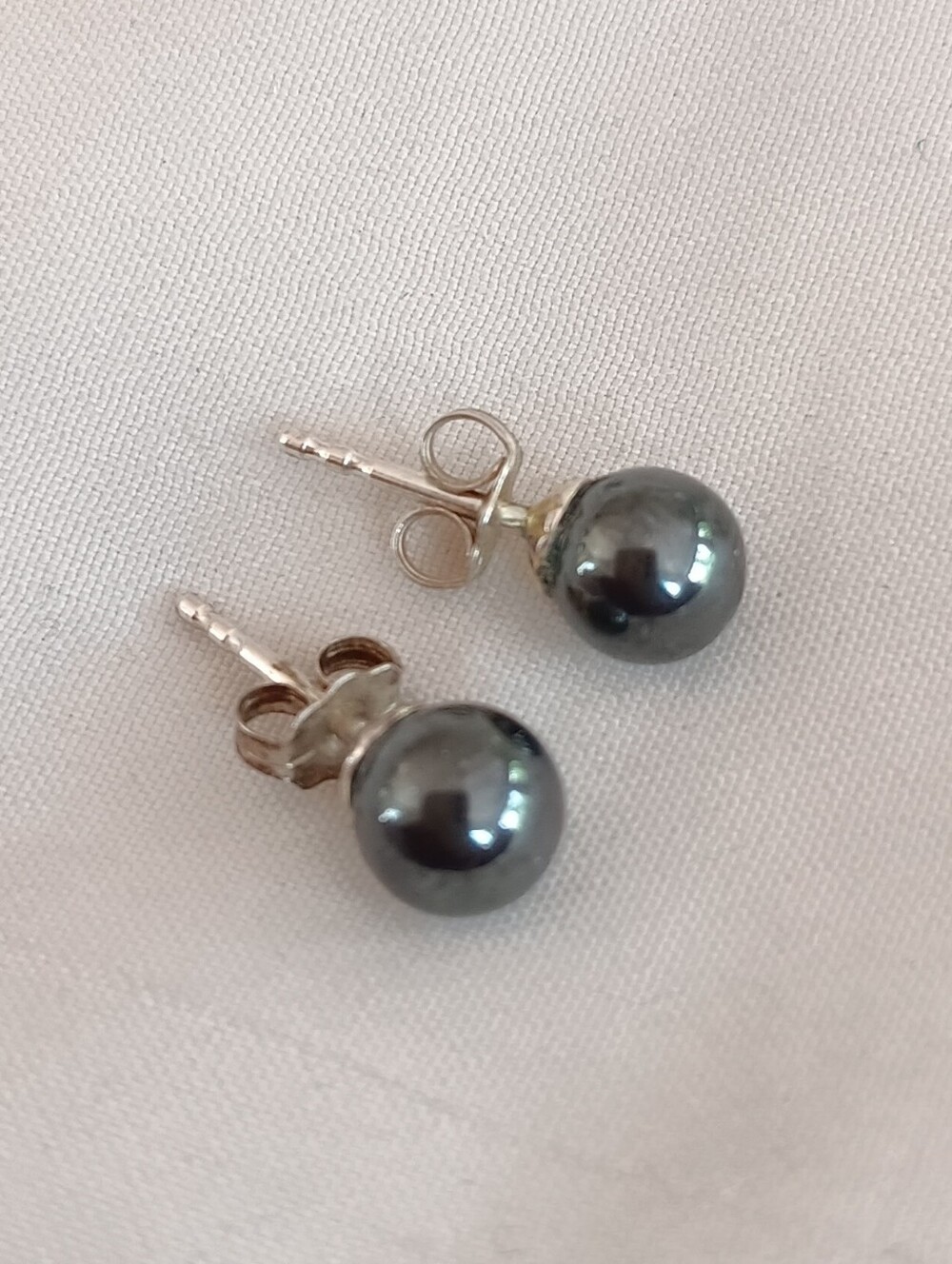 Classic Black Pearl Stud Sterling Silver Earrings